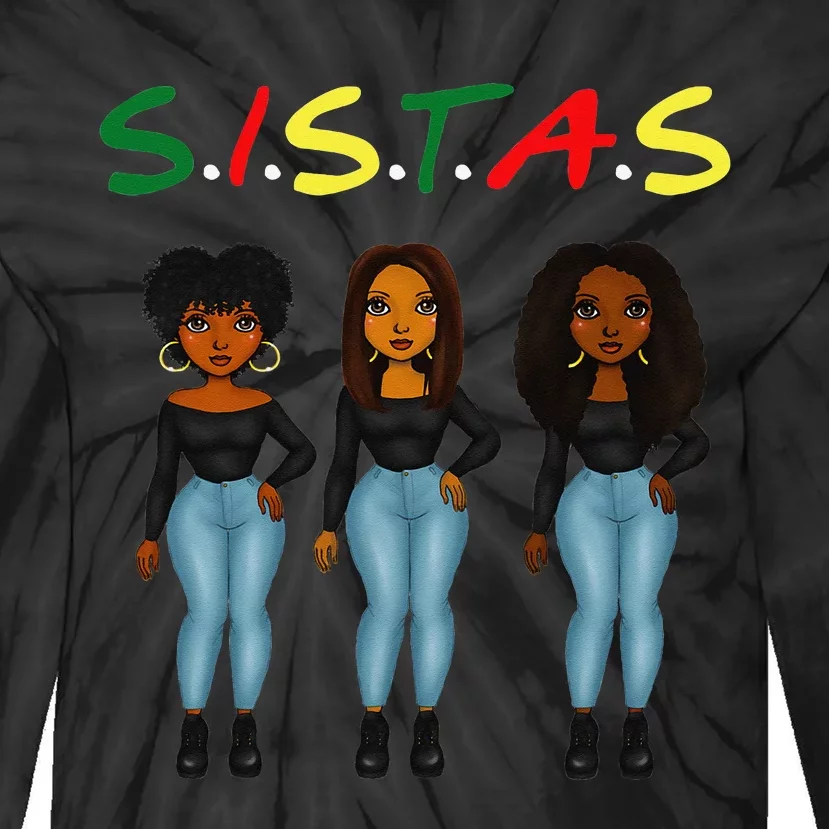 Sistas Afro Wo Together Proud Black Sistas Queen Melanin Tie-Dye Long Sleeve Shirt