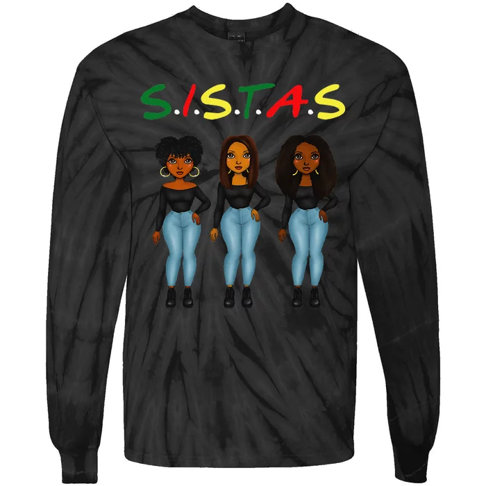 Sistas Afro Wo Together Proud Black Sistas Queen Melanin Tie-Dye Long Sleeve Shirt