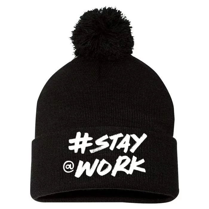 Stay At Work #Stayatwork Funny Elon Twitter Pom Pom 12in Knit Beanie