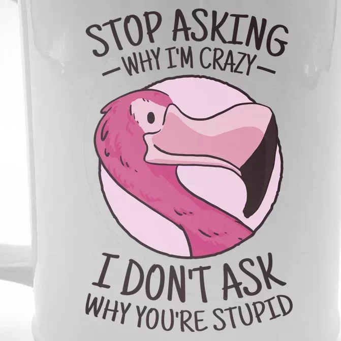 Stop Asking Why I'm Crazy I Don't Ask Why You're Stupid Front & Back Beer Stein