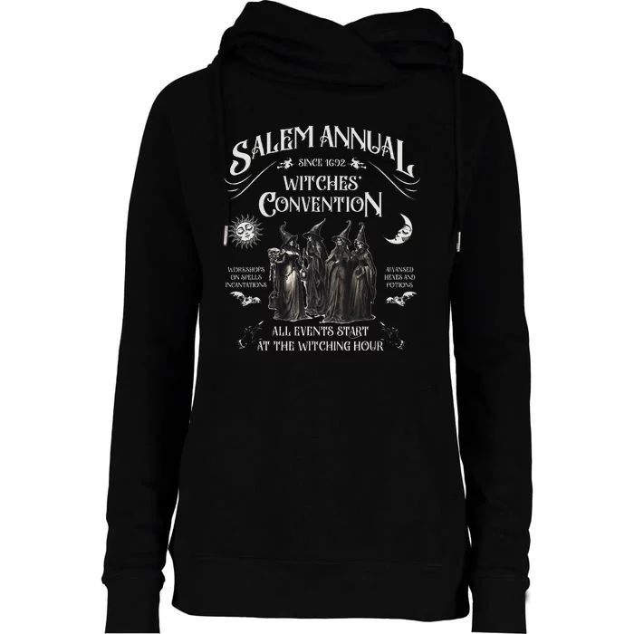 Salem Annual Witches Convention Witch Hours Since 1692 Womens Funnel Neck Pullover Hood