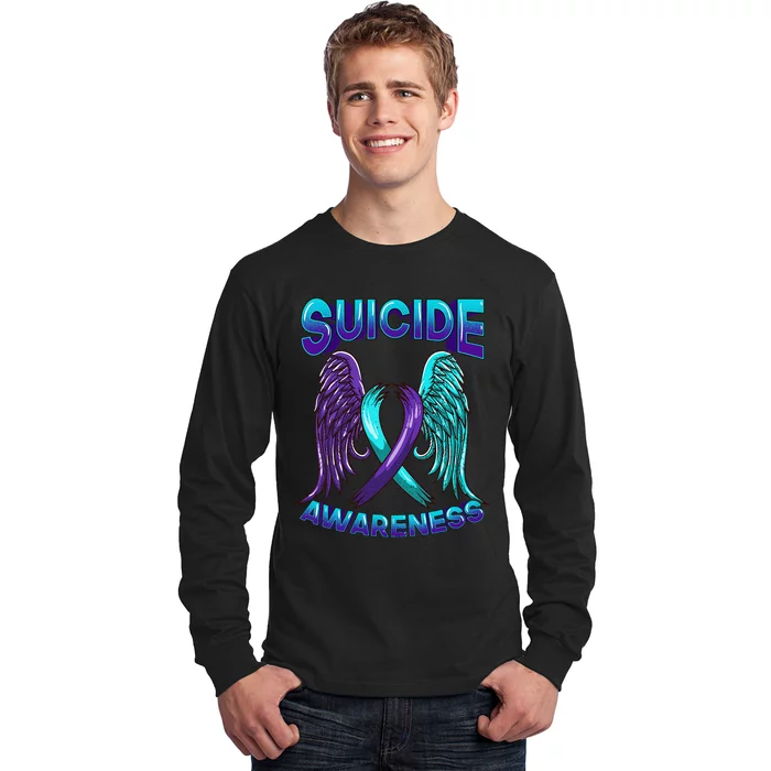 Suicide Awareness Wings And Ribbon Suicide Prevention Long Sleeve Shirt