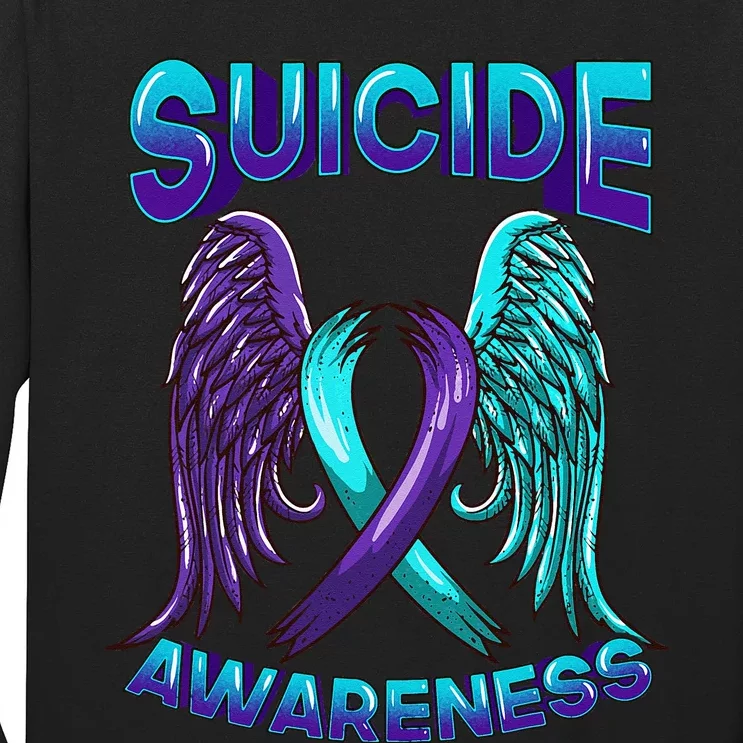 Suicide Awareness Wings And Ribbon Suicide Prevention Long Sleeve Shirt