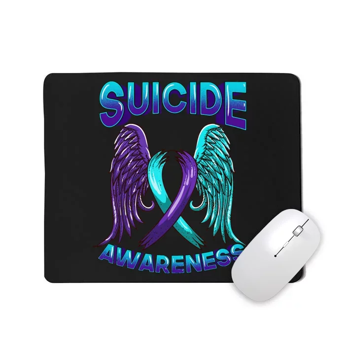 Suicide Awareness Wings And Ribbon Suicide Prevention Mousepad