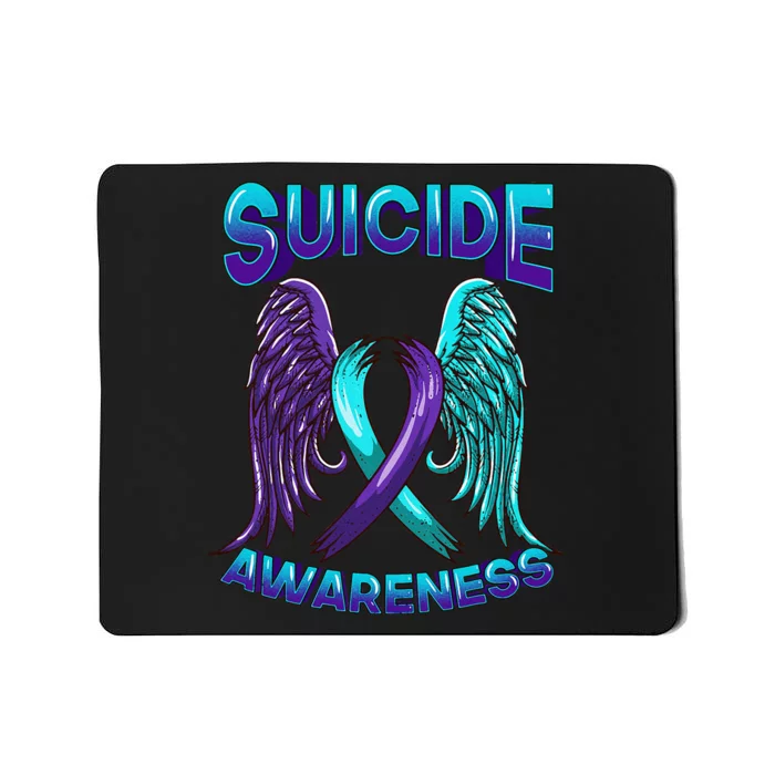 Suicide Awareness Wings And Ribbon Suicide Prevention Mousepad