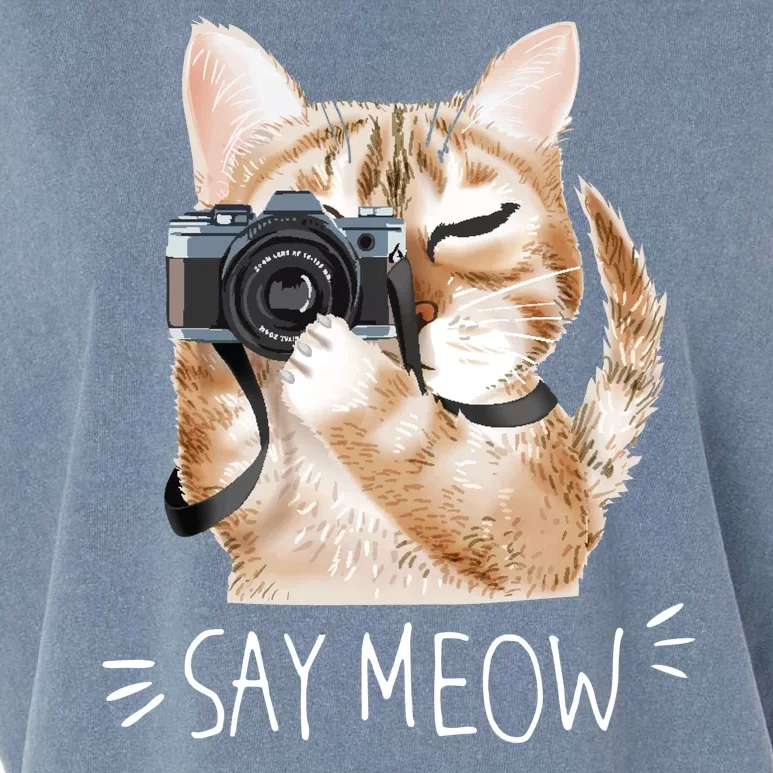 Say Meow Cute Cat Picture Garment-Dyed Women's Muscle Tee