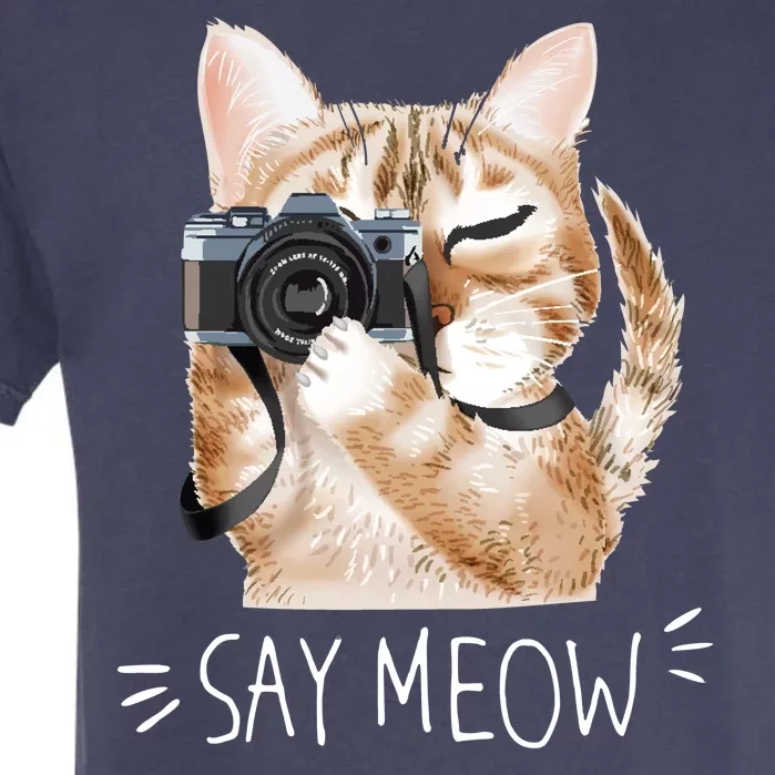 Say Meow Cute Cat Picture Garment-Dyed Heavyweight T-Shirt