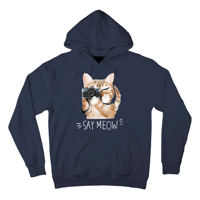 Say Meow Cute Cat Picture Hoodie