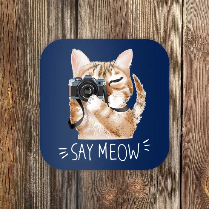 Say Meow Cute Cat Picture Coaster