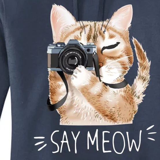 Say Meow Cute Cat Picture Women's Pullover Hoodie