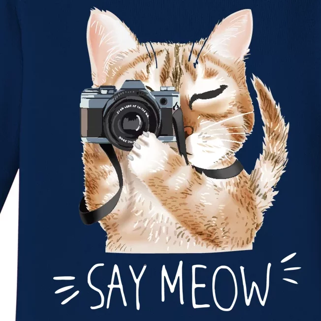 Say Meow Cute Cat Picture Baby Long Sleeve Bodysuit