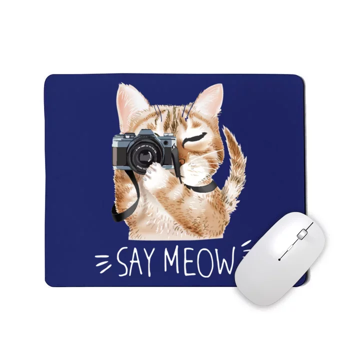 Say Meow Cute Cat Picture Mousepad