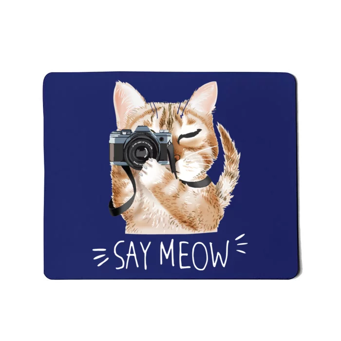 Say Meow Cute Cat Picture Mousepad