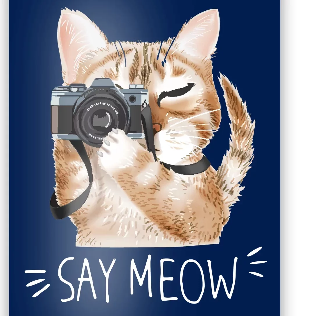 Say Meow Cute Cat Picture Poster