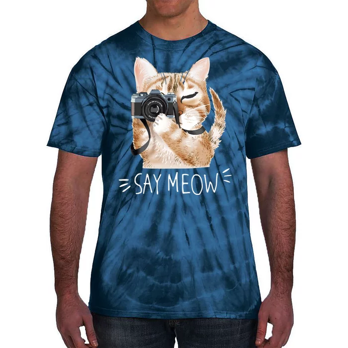 Say Meow Cute Cat Picture Tie-Dye T-Shirt