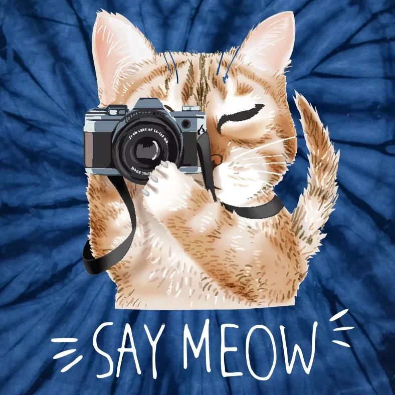 Say Meow Cute Cat Picture Tie-Dye T-Shirt