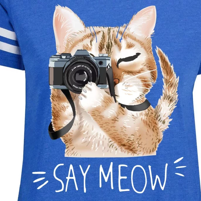 Say Meow Cute Cat Picture Enza Ladies Jersey Football T-Shirt