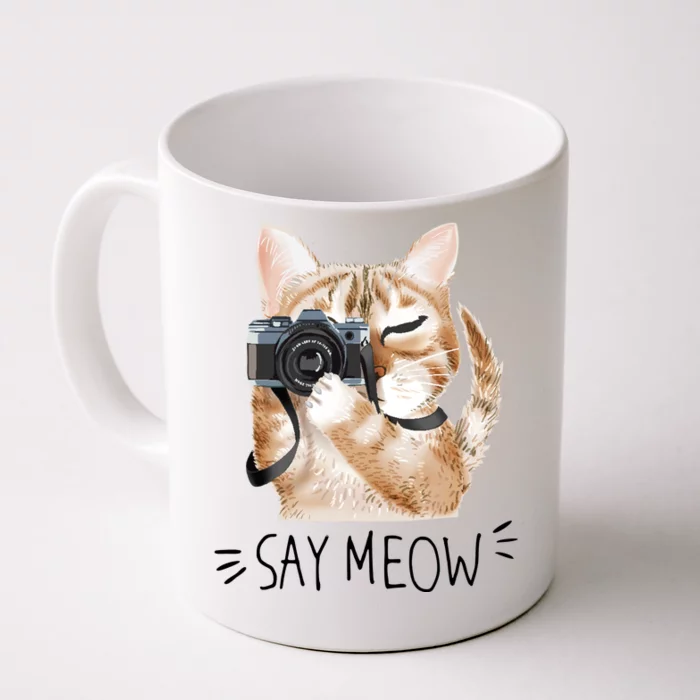 Say Meow Cute Cat Picture Front & Back Coffee Mug