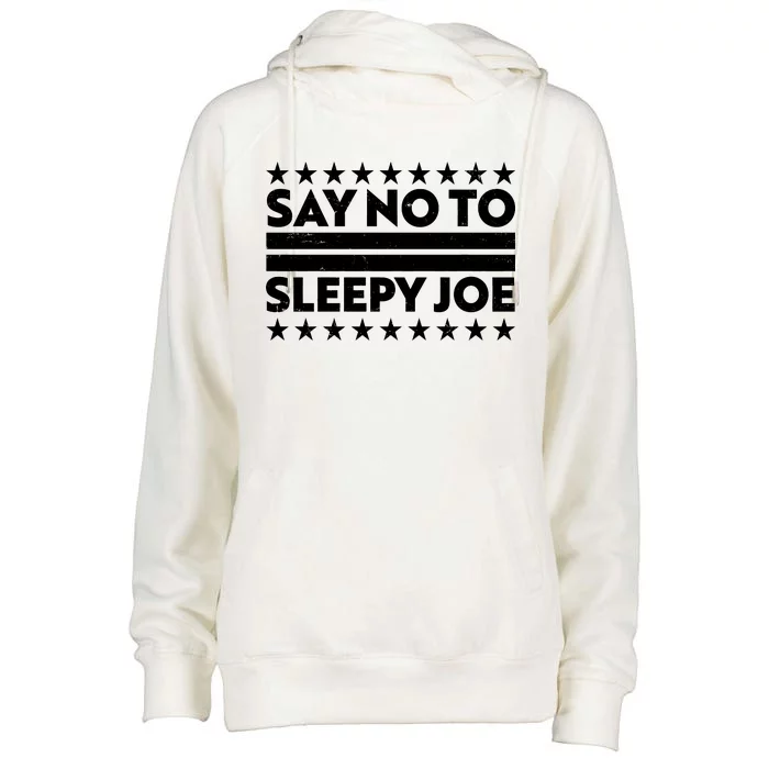 Say No To Sleepy Joe Pro-Trump Womens Funnel Neck Pullover Hood