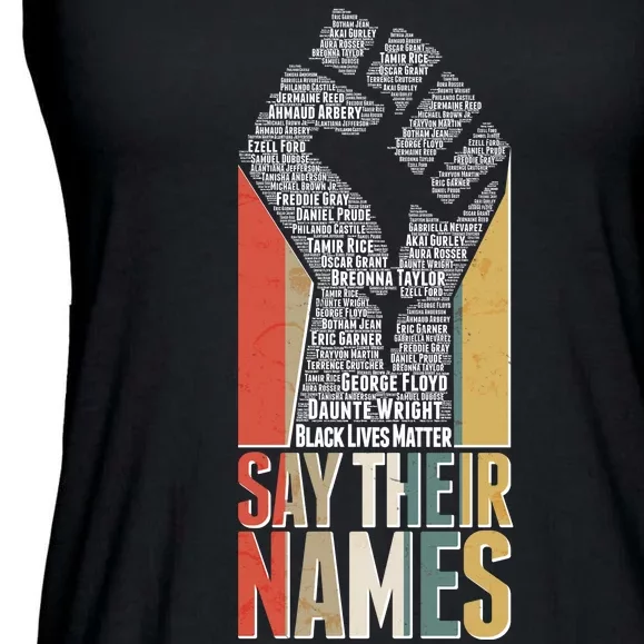 Say Their Names Black Lives Matter Remembering Victim Names Ladies Essential Flowy Tank