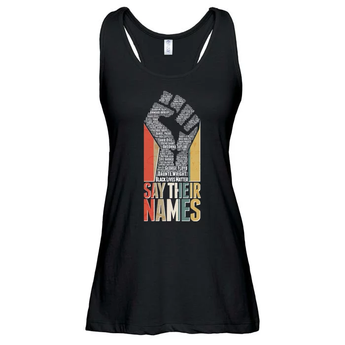 Say Their Names Black Lives Matter Remembering Victim Names Ladies Essential Flowy Tank