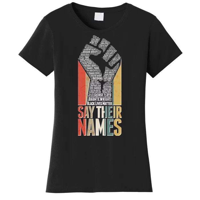 Say Their Names Black Lives Matter Remembering Victim Names Women's T-Shirt