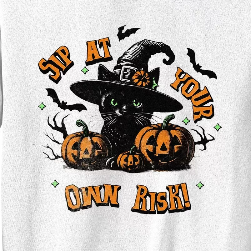 Sit At Your Own Risk Spooky Black Cat Witch Sweatshirt