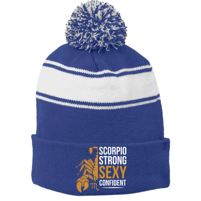 Scorpio Astrology Zodiac Sign Scorpion Horoscope Scorpio Gift Stripe Pom Pom Beanie