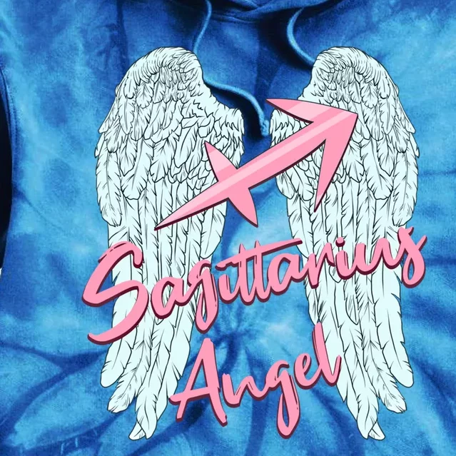 Sagittarius Angel Zodiac Sign With Angel Wings Gift Tie Dye Hoodie