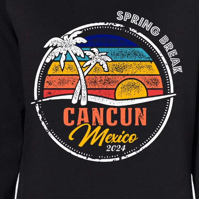 Spring Break 2024 Cancun Retro Sunset Womens California Wash Sweatshirt