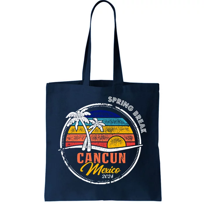 Spring Break 2024 Cancun Retro Sunset Tote Bag