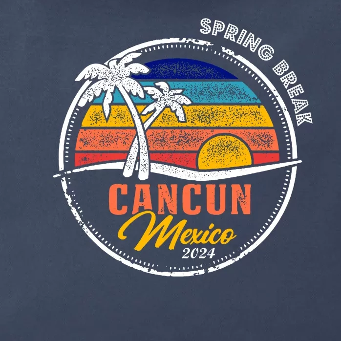 Spring Break 2024 Cancun Retro Sunset Zip Tote Bag