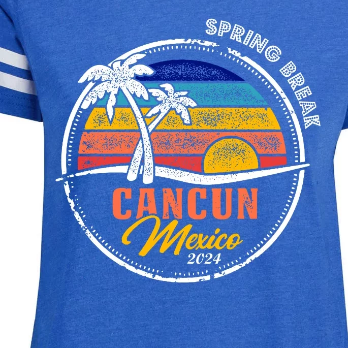 Spring Break 2024 Cancun Retro Sunset Enza Ladies Jersey Football T-Shirt