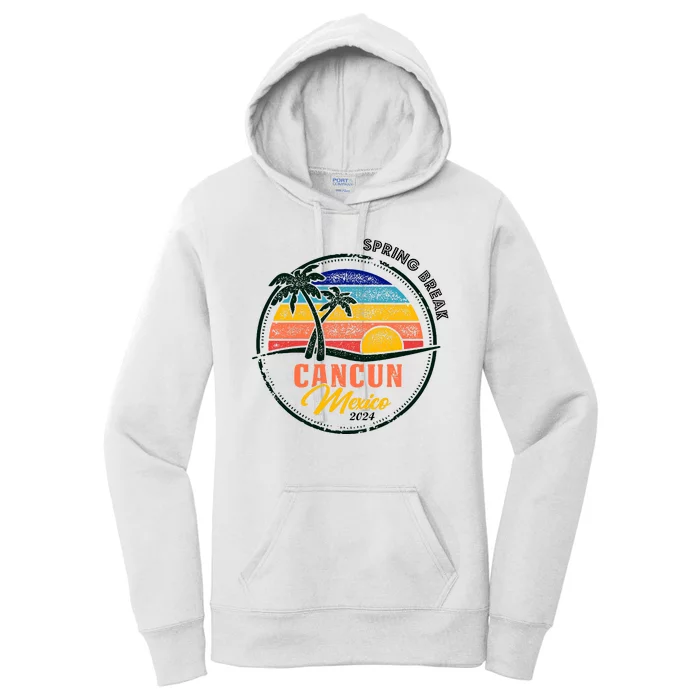 Spring Break 2024 Cancun Retro Sunset Women's Pullover Hoodie