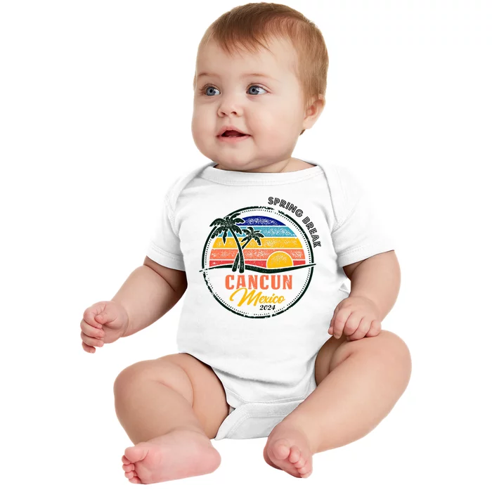 Spring Break 2024 Cancun Retro Sunset Baby Bodysuit