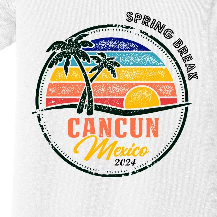 Spring Break 2024 Cancun Retro Sunset Baby Bodysuit