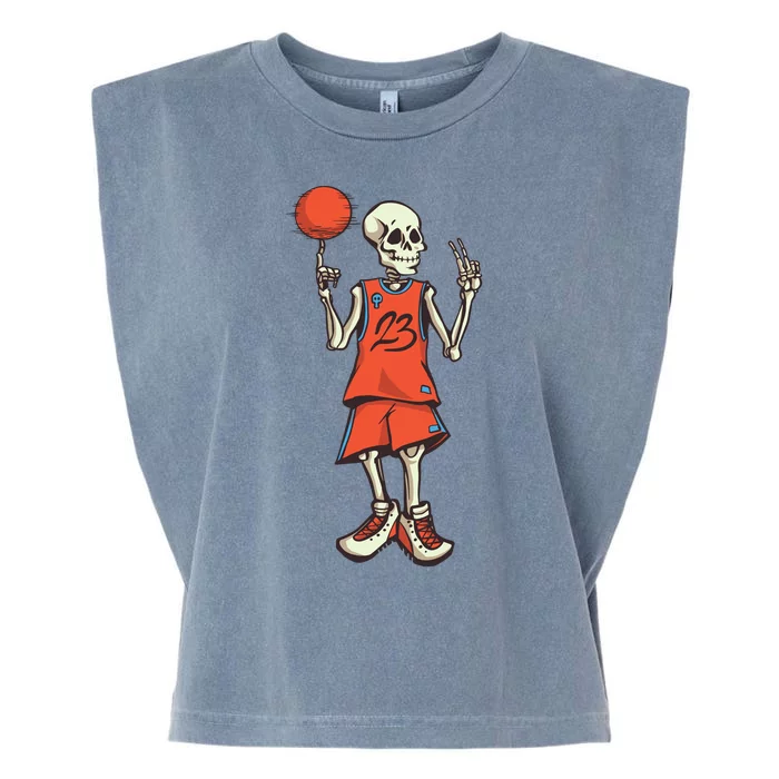 Skeleton Basketball Garment-Dyed Women's Muscle Tee