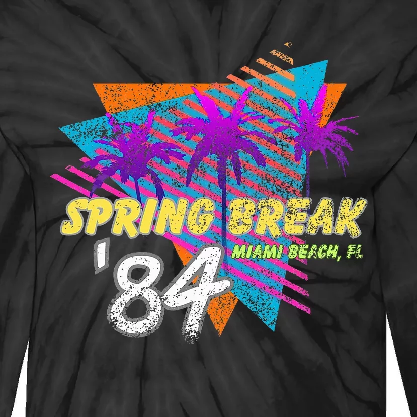 Spring Break 84 Miami Beach 80s Party Wear Tie-Dye Long Sleeve Shirt