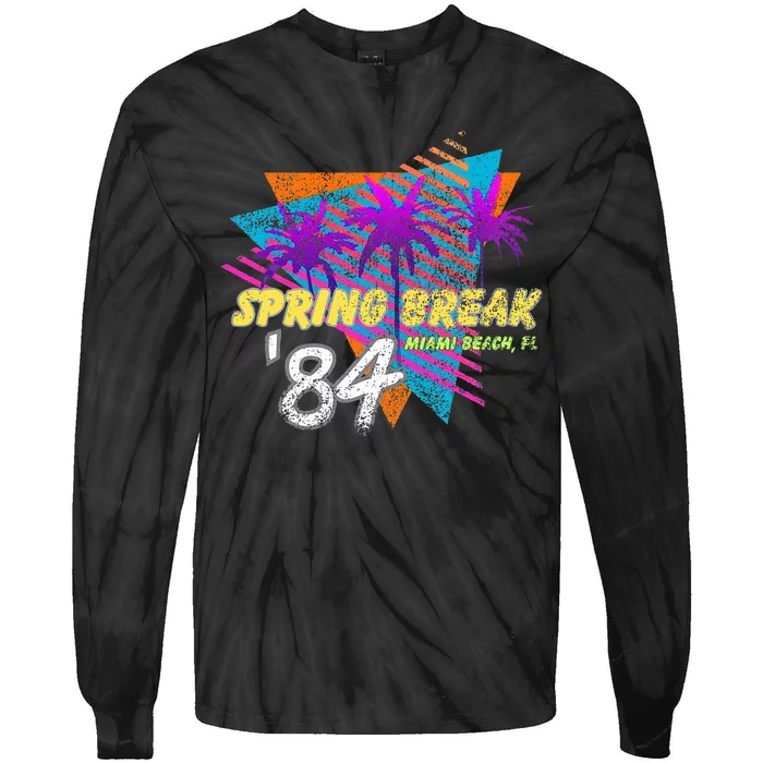 Spring Break 84 Miami Beach 80s Party Wear Tie-Dye Long Sleeve Shirt