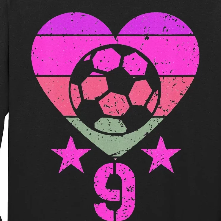 Soccer Birthday 9 Year Old Ninth 9th Birthday Tall Long Sleeve T-Shirt