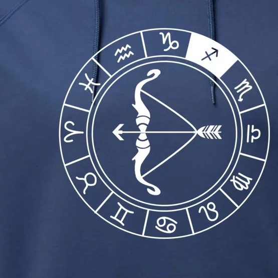 Sagittarius Bow And Arrow Zodiac Sign Sagittarius Gift Performance Fleece Hoodie