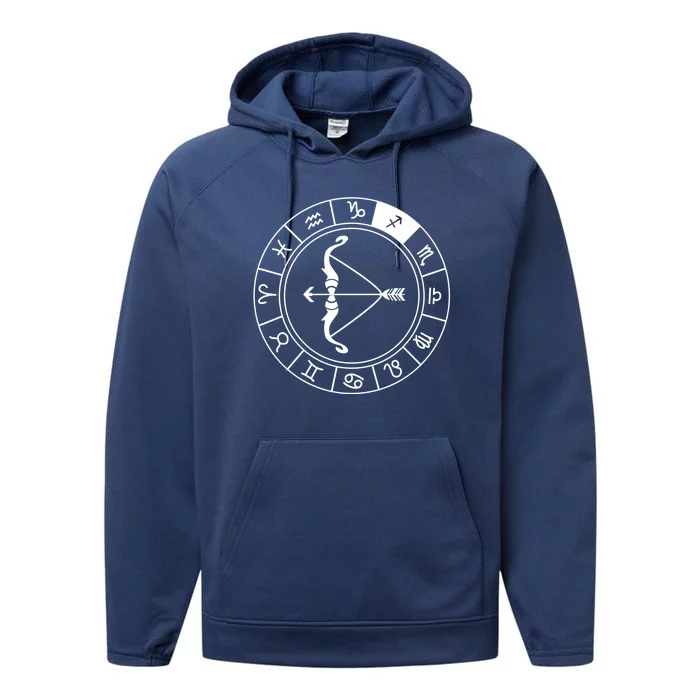 Sagittarius Bow And Arrow Zodiac Sign Sagittarius Gift Performance Fleece Hoodie