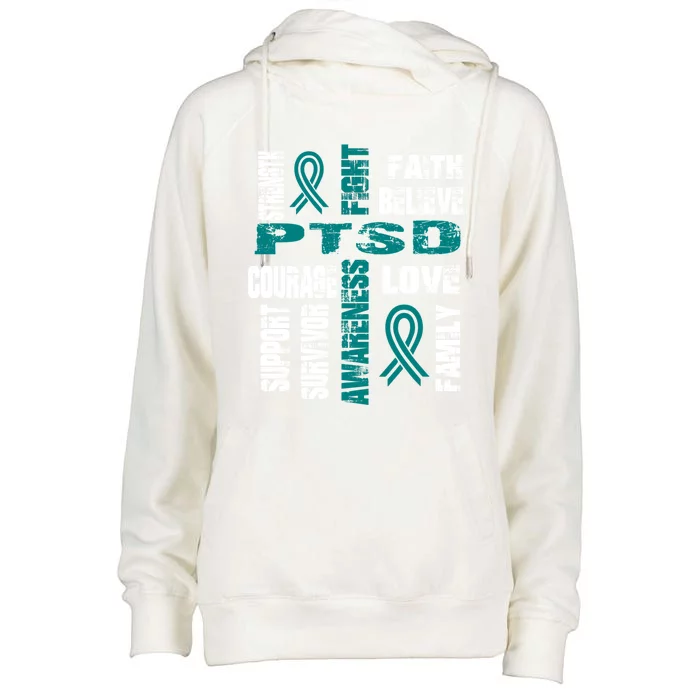 Support Believe And Fight Ptsd Great Gift Womens Funnel Neck Pullover Hood