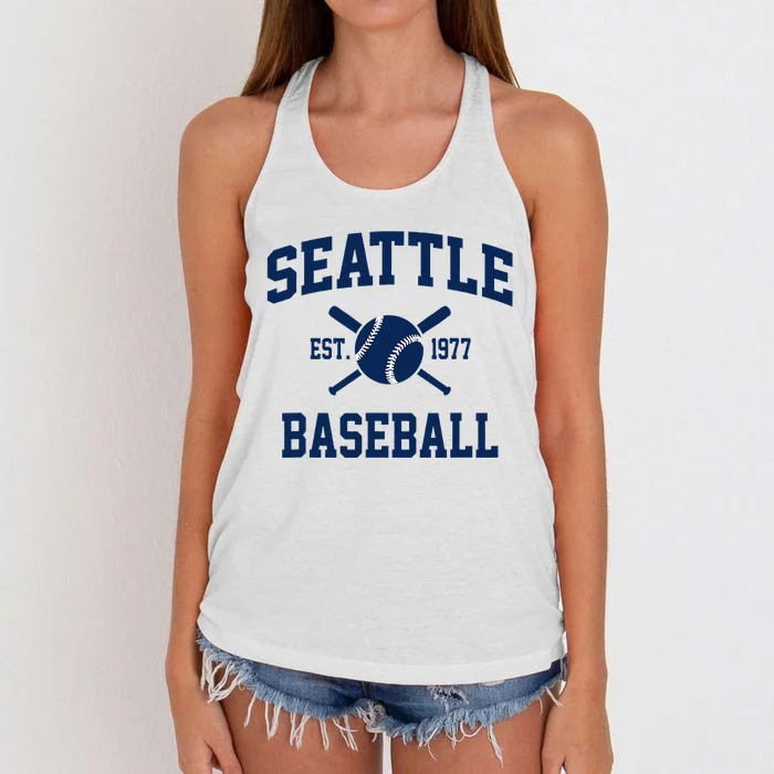 Seattle Baseball Athletic Vintage Sports Team Fan Women's Knotted Racerback Tank