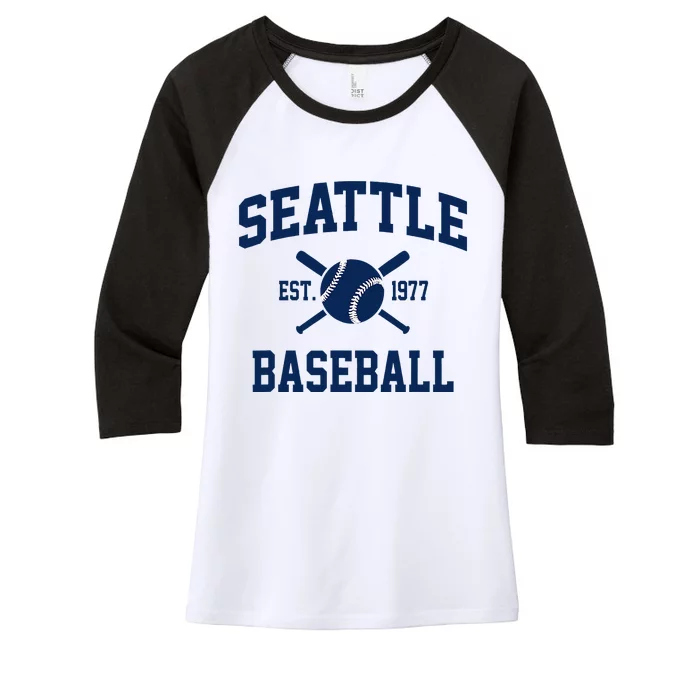 Seattle Baseball Athletic Vintage Sports Team Fan Women's Tri-Blend 3/4-Sleeve Raglan Shirt