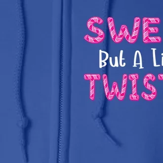 Sweet But A Little Twisted Funny Christmas Candy Cane Quotes Gift Full Zip Hoodie