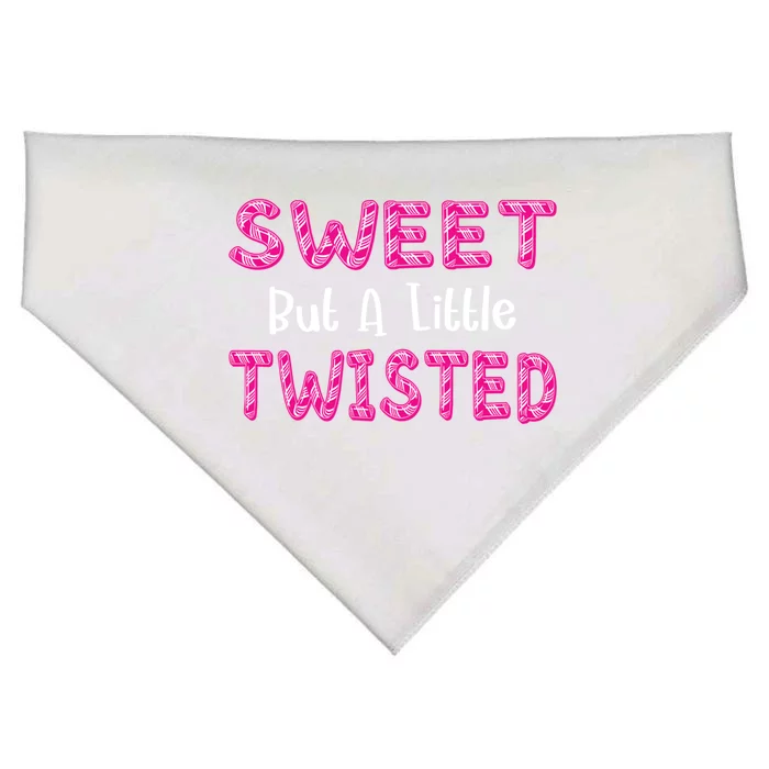 Sweet But A Little Twisted Funny Christmas Candy Cane Quotes Gift USA-Made Doggie Bandana