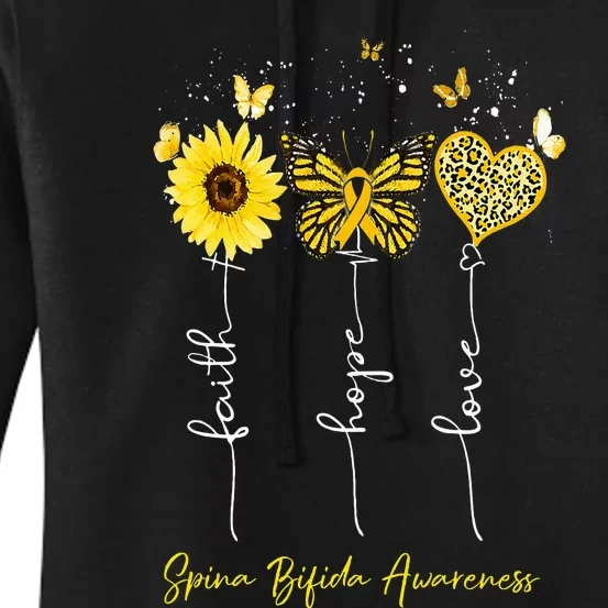 Spina Bifida Awareness Faith Hope Love Leopard Sunflower Women's Pullover Hoodie