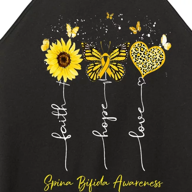 Spina Bifida Awareness Faith Hope Love Leopard Sunflower Women’s Perfect Tri Rocker Tank