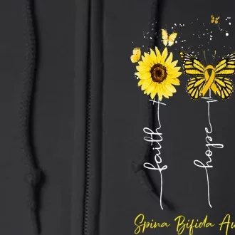 Spina Bifida Awareness Faith Hope Love Leopard Sunflower Full Zip Hoodie